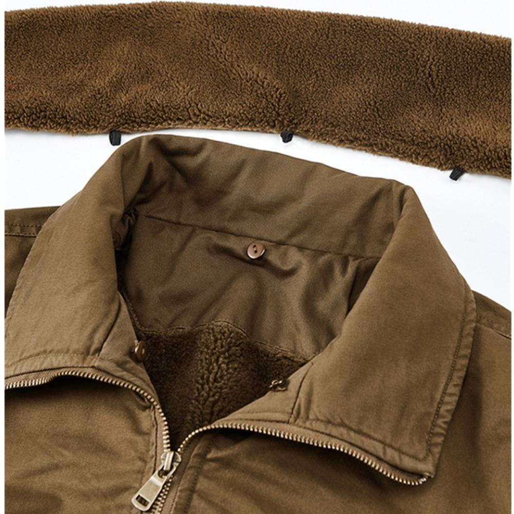 Winter New Fleece Thick Warm Pilot Jacket Men Fashion Casual Windproof Coat Men Autumn Outwear Outdoor Fur Collar Jacket Men