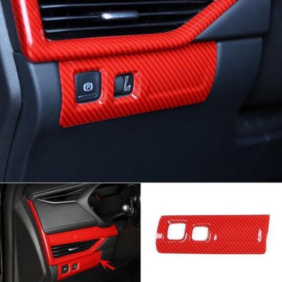 Red Carbon Fiber Headlight Switch Control Frame Trim For Cadillac XT4 -