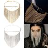 Long Tassels Face Mask Shimmering Rhinestone Mask with Adjustable Chain Crystal Fringes Mask Stylish Jewelry Accessory