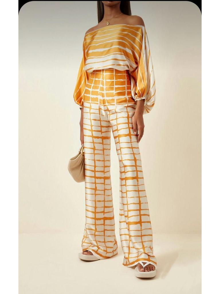2024 Summer Women's Wide-Leg Long Pants Set - Slimming Casual Two-Piece Outfit