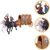 Western Figures Horse Carriage Model Playset Plastic West Figurines Riding Horse Action Figure Educational Toys Table Decoration for Boys Girls Kids