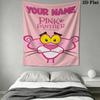Custom Name Pink Panther Wall Tapestry Aesthetic Wall Hanging Printed Fabric Blanket Decorative Tapestries for Bedroom Living Room Home Decor