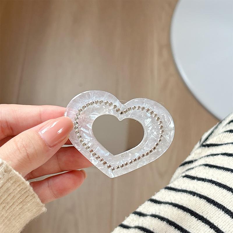 Pearl Magnetic Love Mirror Mobile Phone Airbag Holder Rhinestone Paste Wind Ring