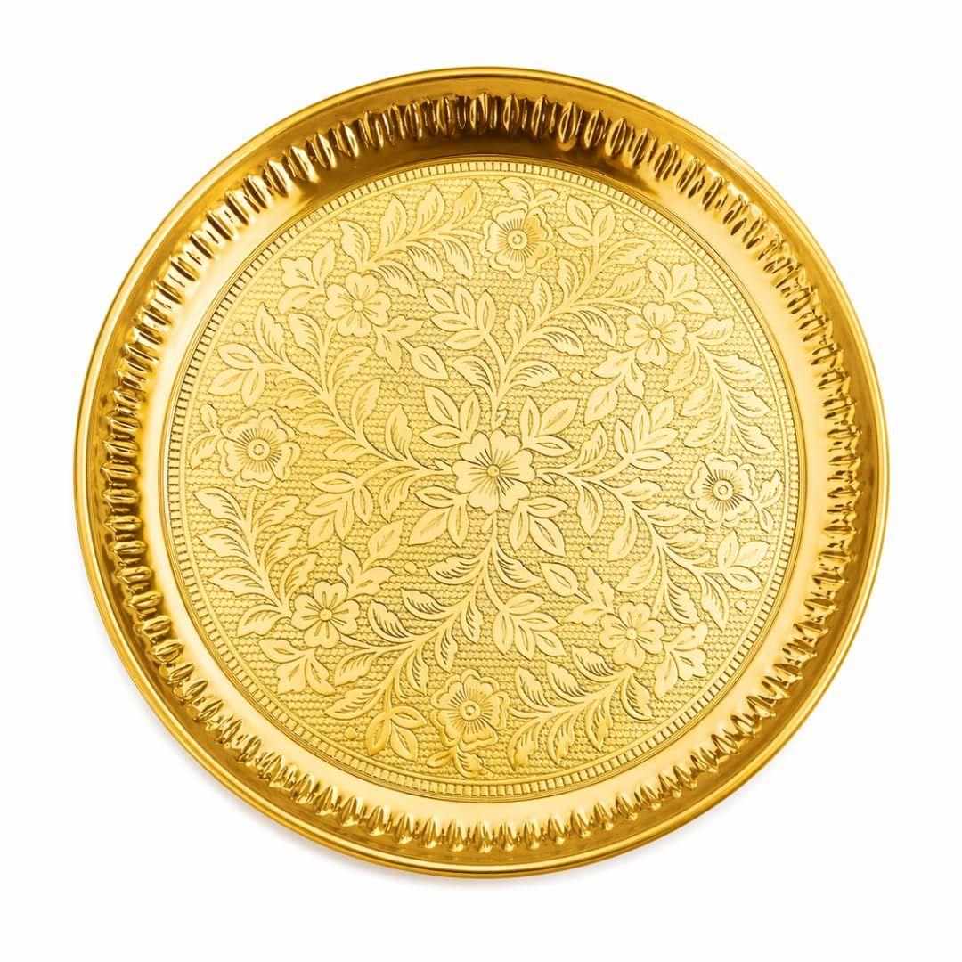 The Spiritual Living Brass Aarti Thali for Puja | 8 Inch | Pooja Items | Home & Office | Pital | Samagri Items