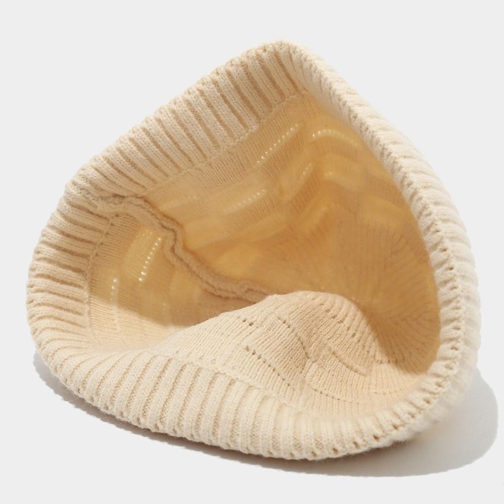 Thick Knitted Beanie Cap Solid Color Cuff Trawler Hat Retro Docker Cap