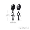 Vnox Ancient Egyptian Ankh Cross Earrings for Men, Stainless Steel Geometric Hoop Huggie Jewelry Gifts, Faith Ankh Stud Earring