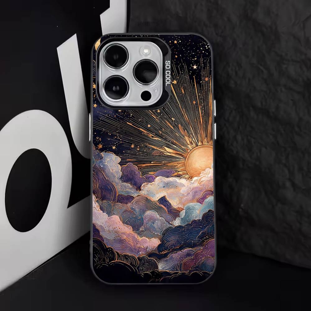 Moon Galaxy Universe Cool For iPhone 17,16,15,14,13,12,11,Pro,Max,Plus,E,Air,Mini Anti Fall Black Matte Hard Bumper Phone Case