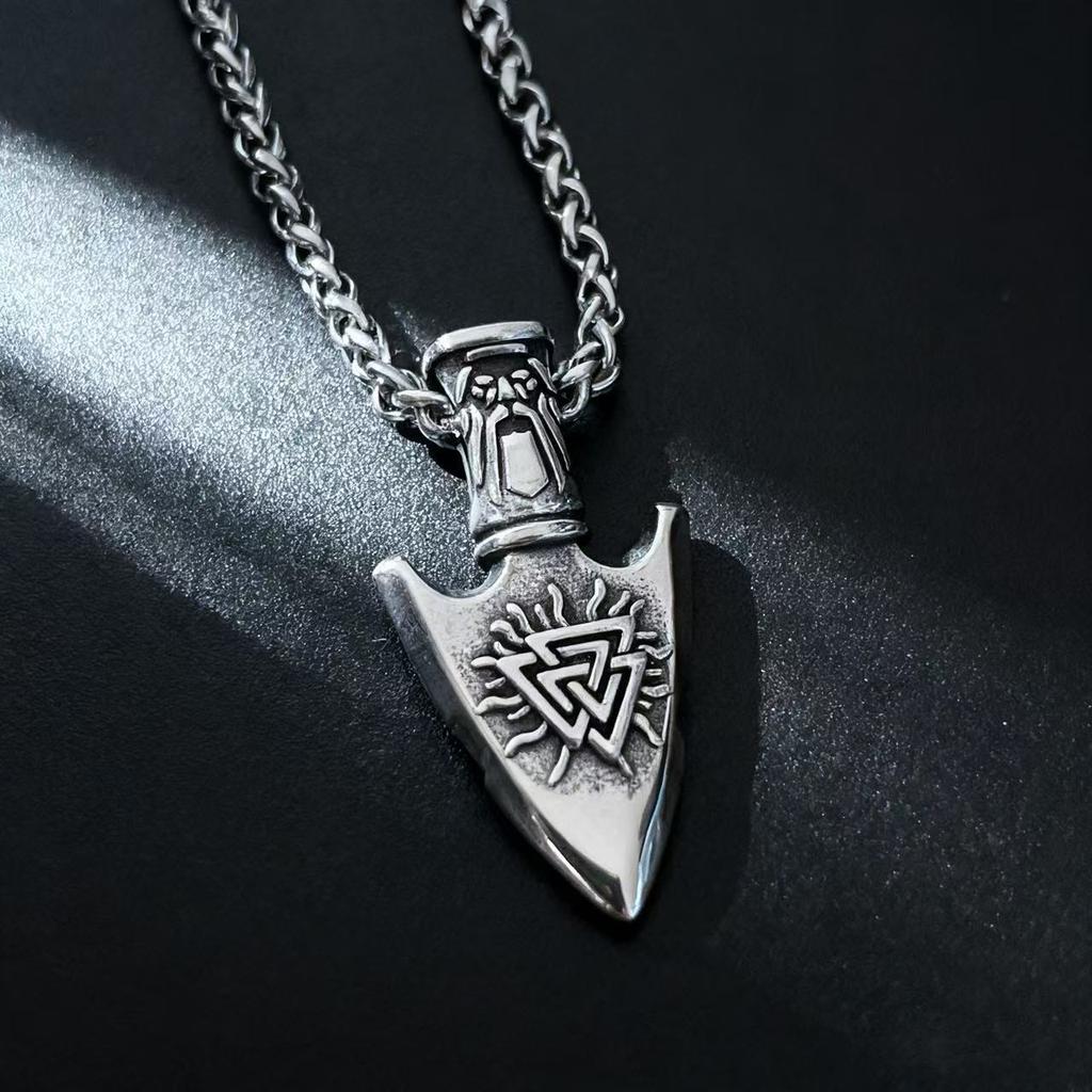 HNSP 316L Stainless Steel Nordic Odin Viking Rune Pendant Chain Necklace For Men Jewelry Accessories