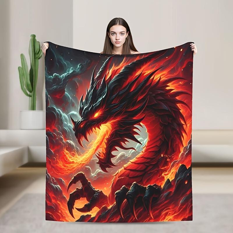 DragonThemeFlannel Blanket,Soft,Warm Machine Washable,AllSeason,SuitableForBedroom,Car,Outdoor,Sofa,Travel,Office, Camping, Gift