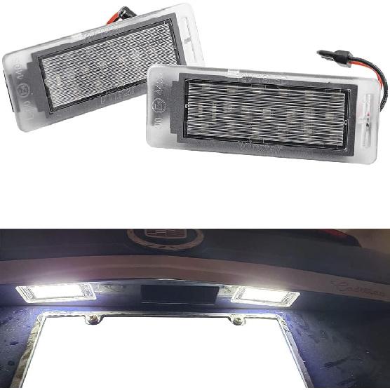Xenon White LED License Plate Lights for Buick Encore Verano Enclave Envision LaCrosse Cadillac CTS XTS SRX ELR Chevy Equinox GMC Acadia Terrain Rear
