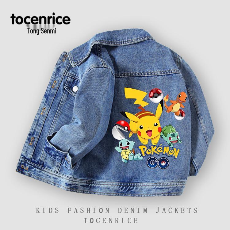 

Children s Pikachu Denim Jacket - Spring/Autumn 2025 Casual Pokémon Style for Boys and Girls 110