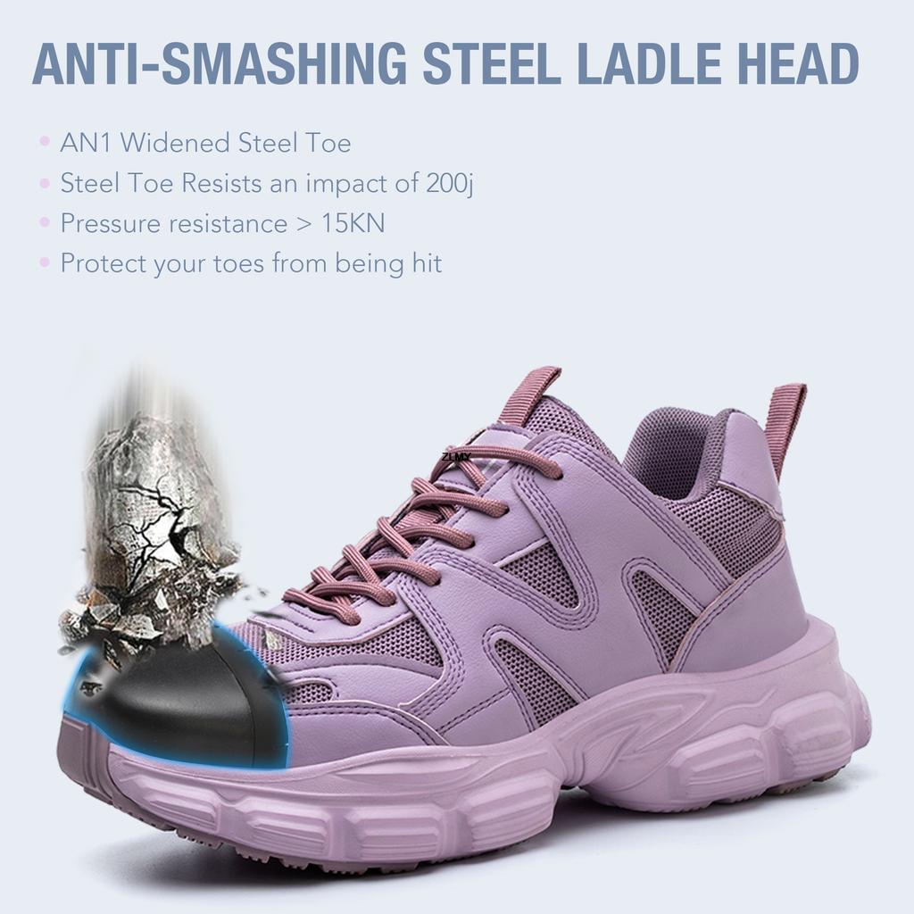 Fashion ZLMY Women Safety Shoes Breathable Steel Toe Sneakers Lightweight Work Shoes Puncture Proof Safety Boots Woman Work Boots Female