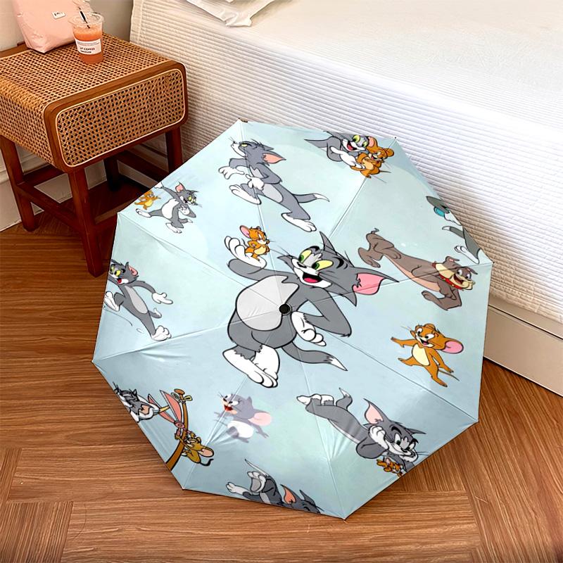 1 Stück Automatischer Faltregenschirm - Cartoon-Muster, Tragbares & Faltbares Design mit 46 Speichen, Weihnachts-Geburtstagsgeschenke