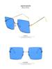 Metal Cut-Edge Semi-Rimless Oversized Square Sunglasses - 2021 Retro Style for Women's Round Faces, Celebrity-Favored.
