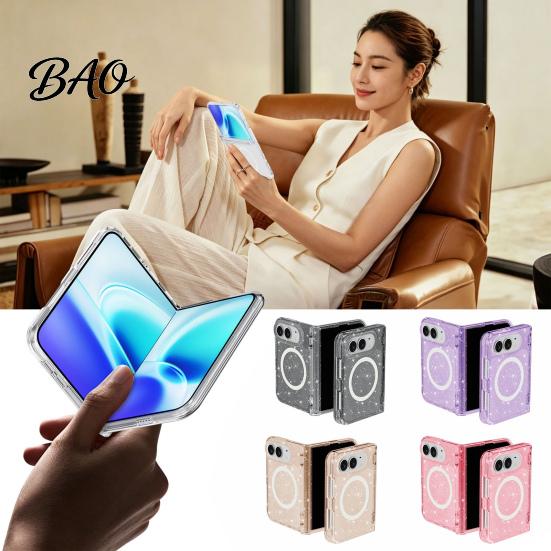 Durable Scratch Resistant Magnetic Glitter Case for IPhone Fold, Clear Phone Protector Shell, Shell Precise Cutout, Guard Anti-fall Protection MagSafe