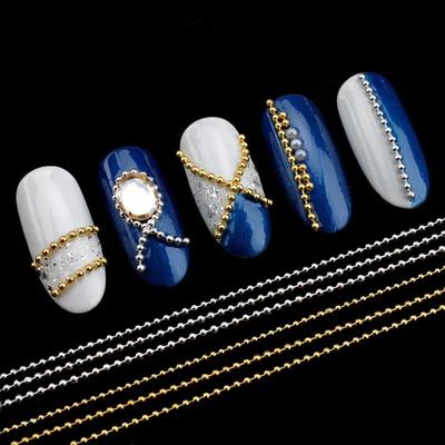 100cm 3D Gold Nails Metal Chain Bead Micro Tips DIY Steel Ball Punk Style Nail Art Decoration Beauty Accessories Nails Accessory