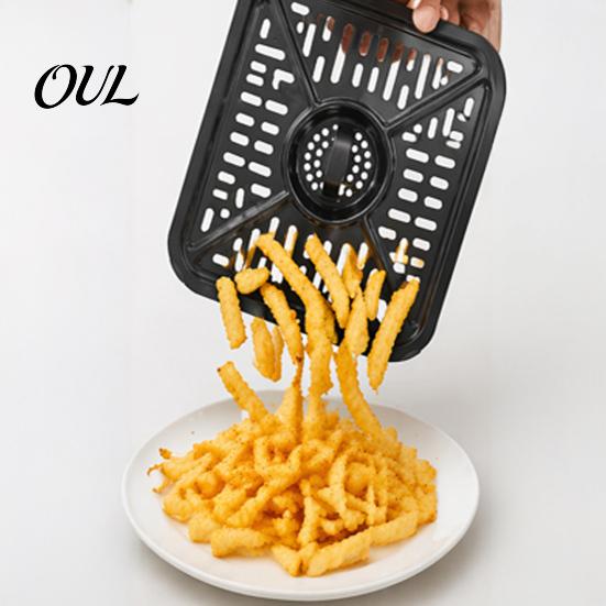 Durable Aluminum Baking Pan Air Fryer Grill Pan, Nonstick Grease Tray, with Rubber Replacement Accessories Pad, Heat Circulation for Ninja Foodi DZ401
