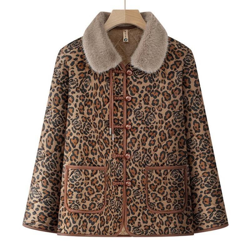 Winter clothing fleece thickened jacket new women's autumn and winter floral lapel thermal top jacket