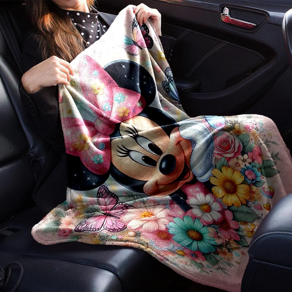 Minnie Mouse Floral Fantasy Blanket Soft Throw Blanket For Home Bedroom Bed Sofa Travel Office Solid Christmas Blanket