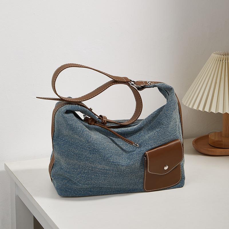 Geantă nouă de damă, geantă tote de navetă la modă de mare capacitate, geantă portabilă din denim, geantă messenger de umăr high-end.