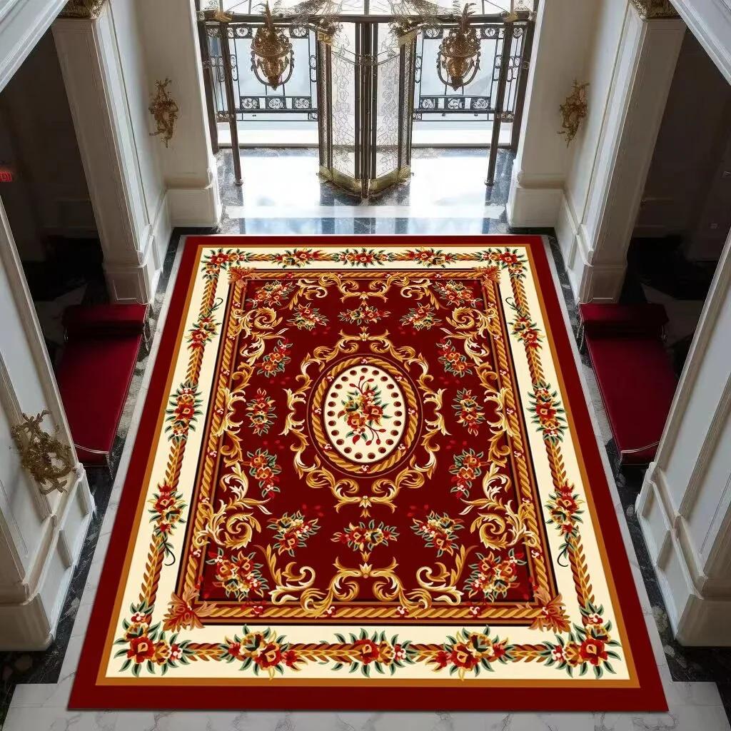 Red Gold High-end Luxury Carpet Living Room Large Area Rug Europe and America Home Decoration Bedroom Rug Washable Floor Mat