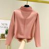 Long Sleeve Women Autumn Winter Slim Velvet Half High Collar Top