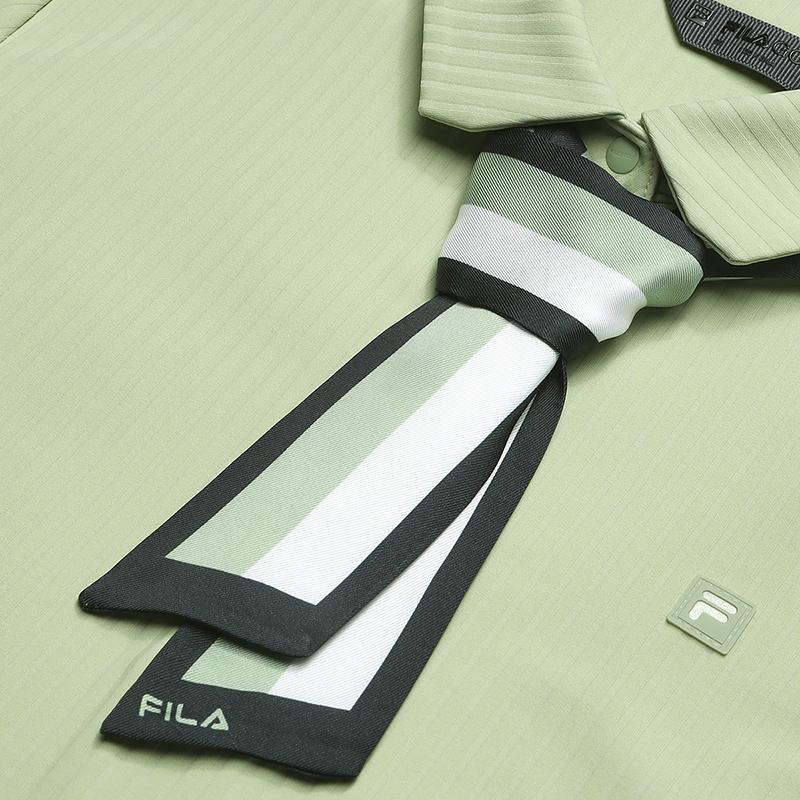 FILA Golf Series Casual Business Elegant Forest Style Non-Deformable Inner Layer With Scarf Knitted Long Sleeve Polo Shirt A11W545201F-LG