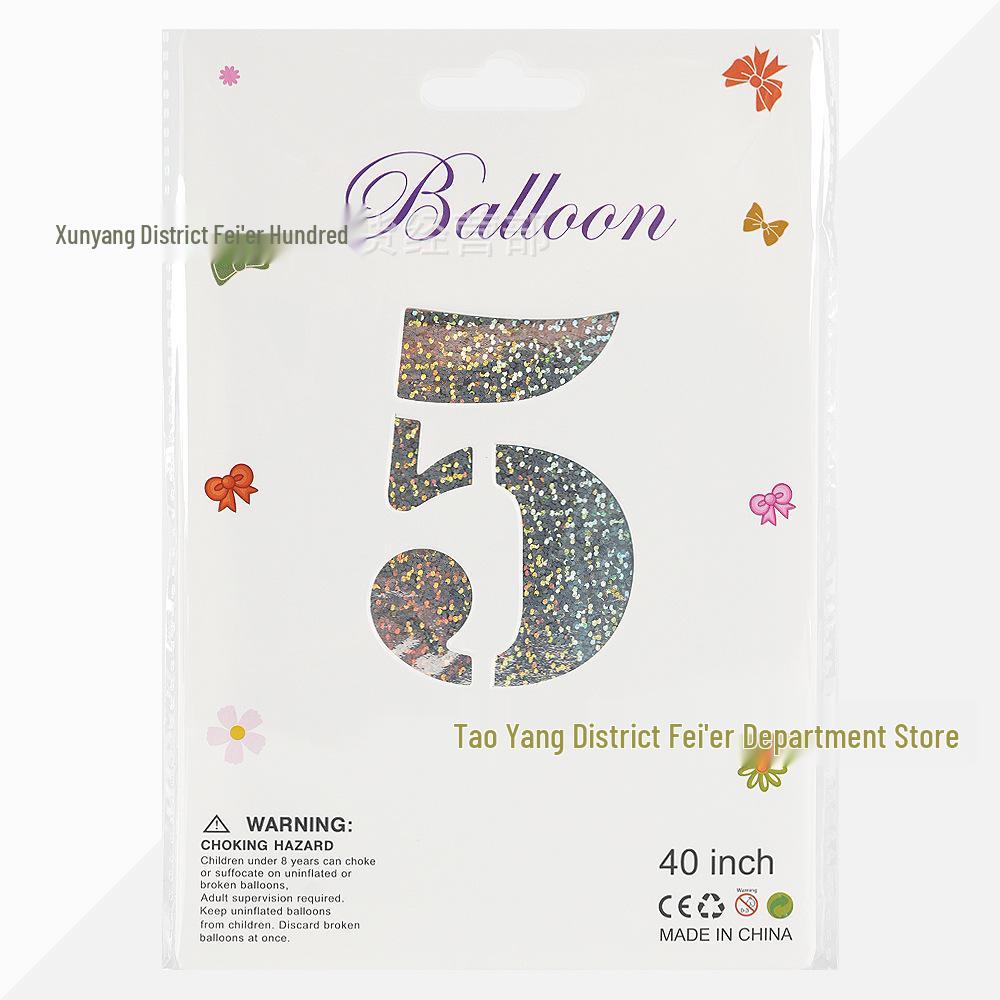 40-inch Aluminum Foil Laser Number Balloons for Birthday and Wedding Decorations