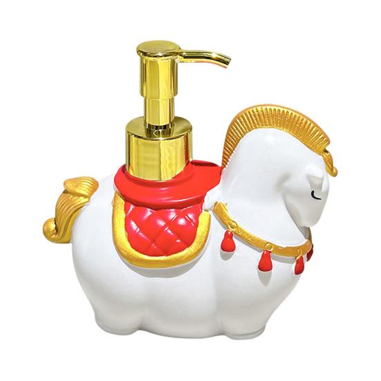 Dispensador de Jabón Diseño de Caballo Jabón de Manos Loción Gel de Ducha Botella con Cabezal de Bomba Dorado Accesorio de Baño