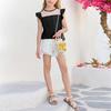 Summer Children's And Girls' Pleated Sleeve Shirts, Casual Tops, Transparent Mesh Short-sleeved T-shirts