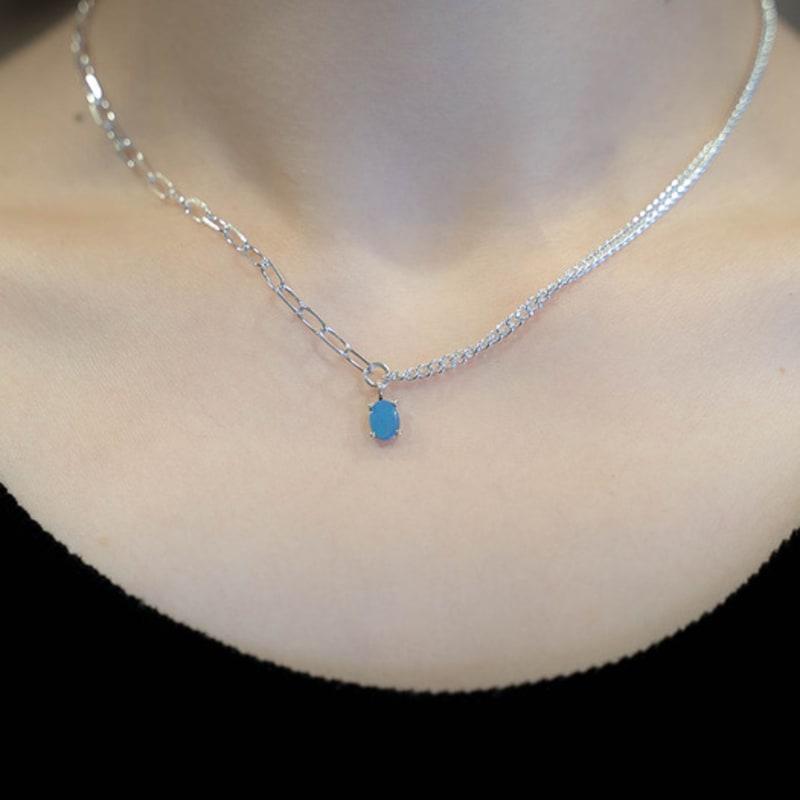 

HARANG HR 102N_Blue Opal Necklace (Silver 925) Matte 45cm