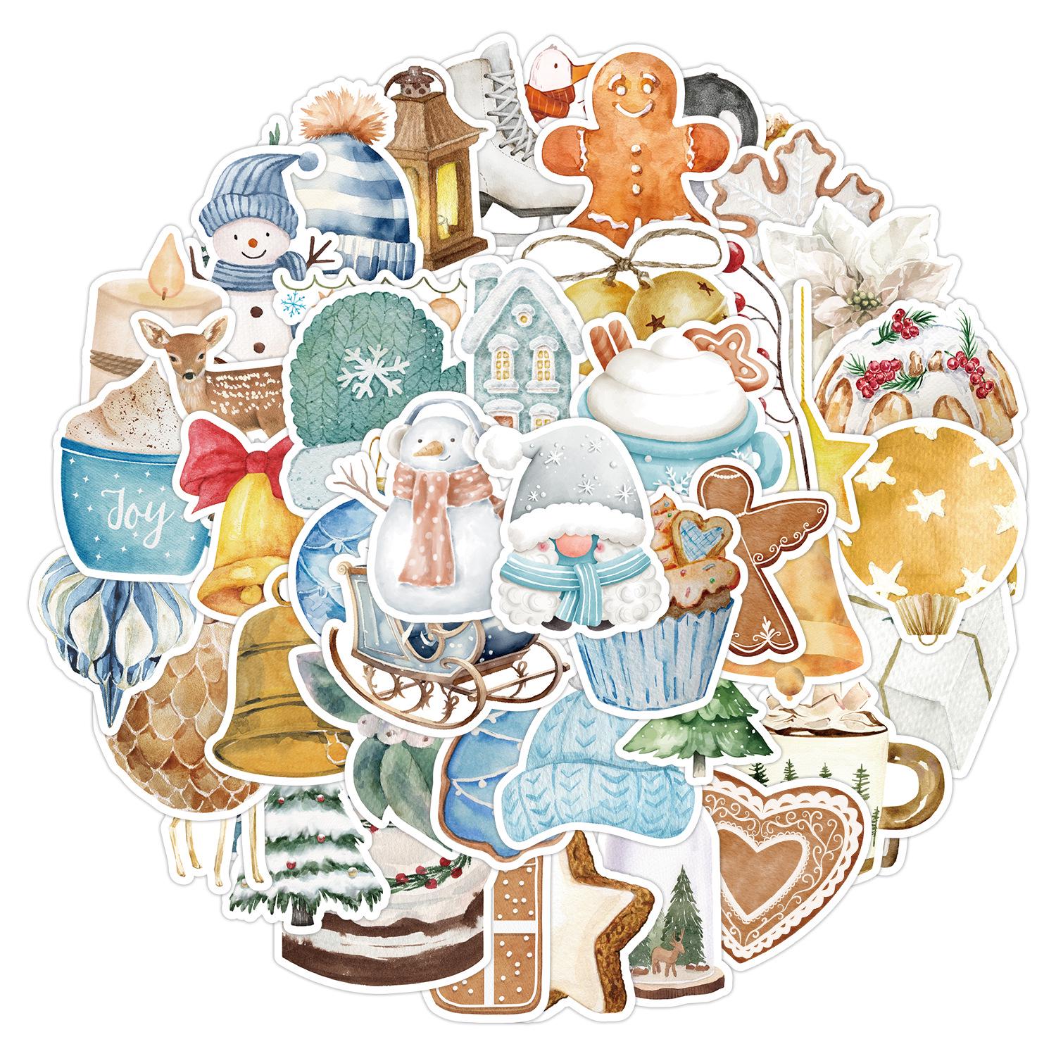 

50 Водонепроницаемых стикеров для граффити в белом цвете в скандинавском стиле на тему Рождества для бутылок с водой - Креативные праздничные украшения