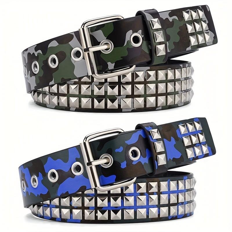 New Square Bead Rivet Belt for Women, Heavy Metal Belt for Men and Women, Y2K European and American Punk Rock Jeans Belt