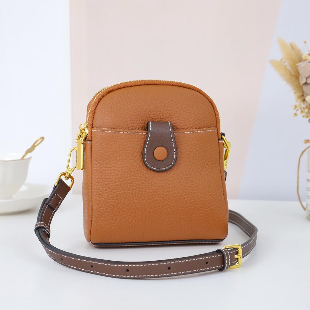 Niche First-Layer Cowhide Mobile Phone Bag Women'S Messenger Bag Genuine Leather Women'S Bag Multi-Functional Change Bag