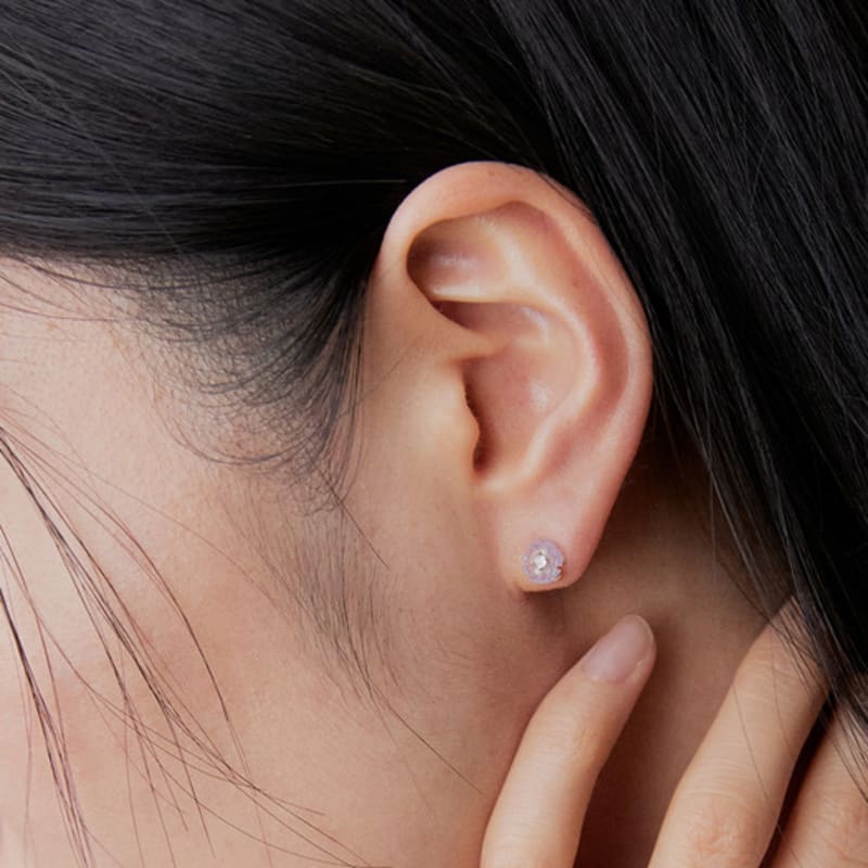 

OR D`OR Natural Stone Lavender Jade Earrings baby pink