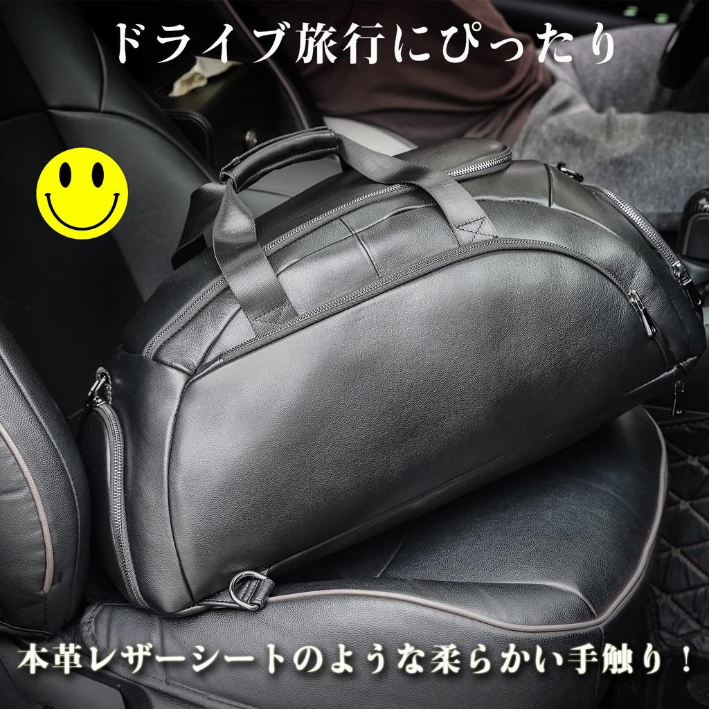 Miyabi Leder Boston Tasche mit Wasserdichtem Leder Duffel Groß Schuh Reise Fitnessstudio Golf Schwarz Herren 3-Wege Rucksack, Tasche, Kapazität, Stauraum, Handgepäck, Tasche,