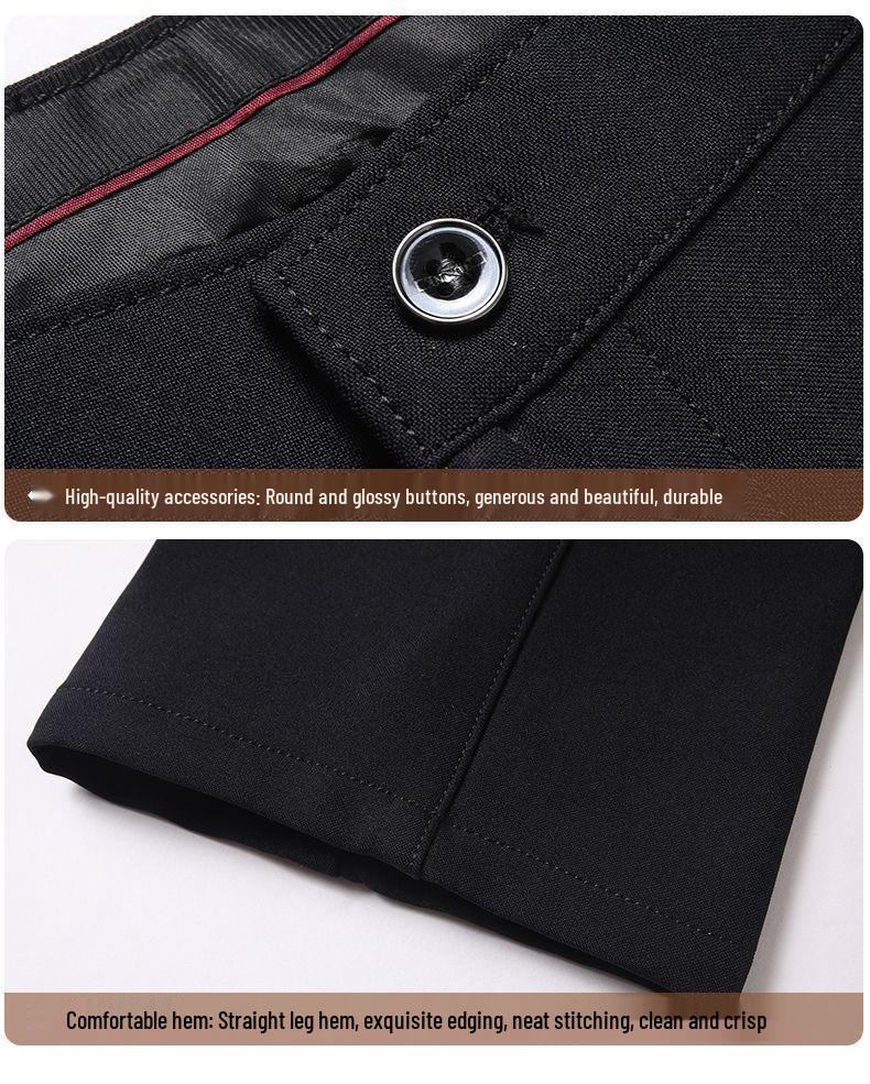 Men's Fleece-Lined Straight-Leg Dress Pants for Autumn & Winter - Casual, Loose, Thickened Style for Middle-Aged & Elderly.