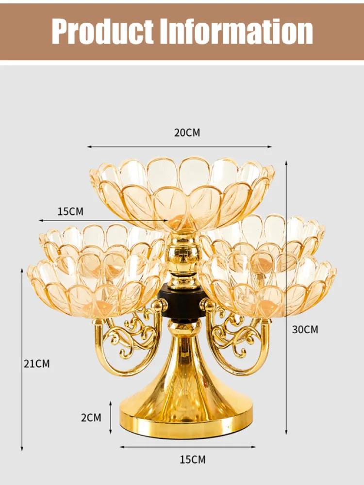 Fruit Plate for Home Use Rotatable Multi-layer Living Room Fruit Plate Snacks Dried Fruit Candy Light Luxury High-grade Crystal