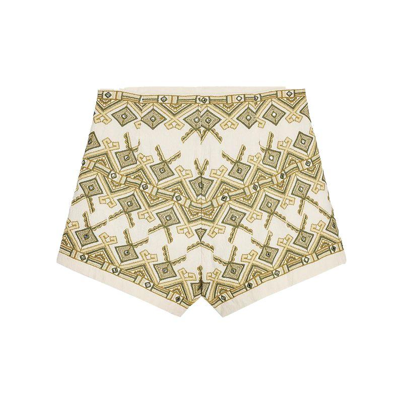 Zaprha 2025 Summer New Holiday Style Lens Patchwork Embroidery Decoration High Waist Casual Shorts 5770224