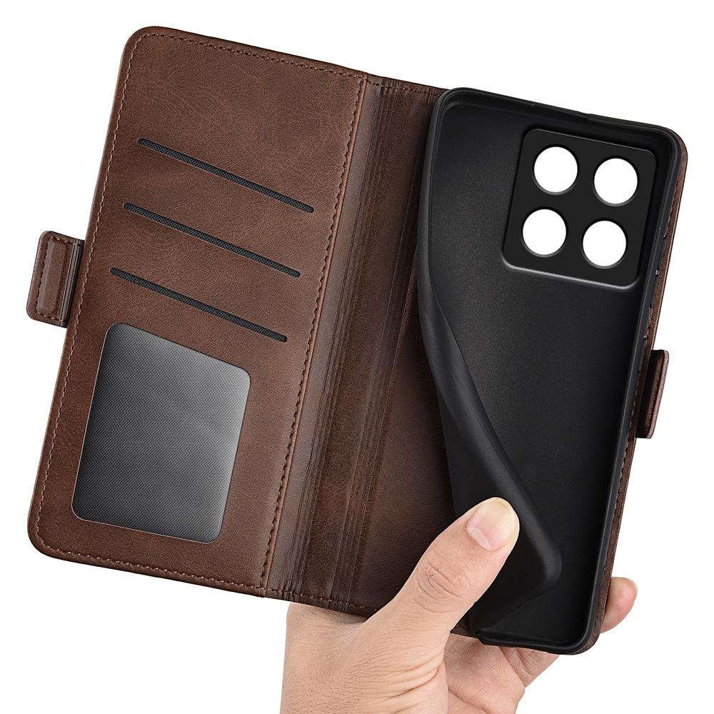 Dla Xiaomi 14T Etui z podstawką Skóra o fakturze cielęcej portfel Pokrowiec na telefon