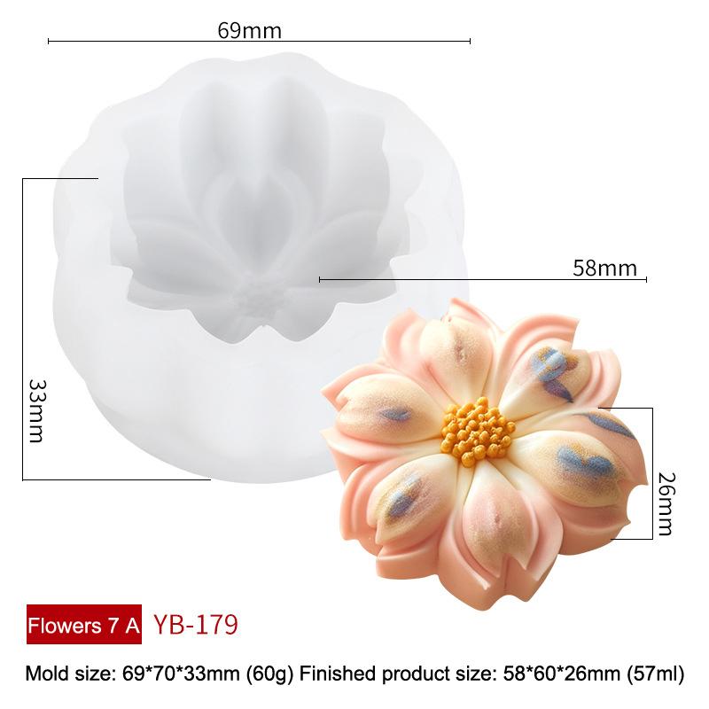 

Рельефная форма для свечей в форме сакуры, силиконовая форма для мыла из смолы в виде лепестков, цветок лилии, шоколадная свеча, декор для ужина, подарок 69MM белый