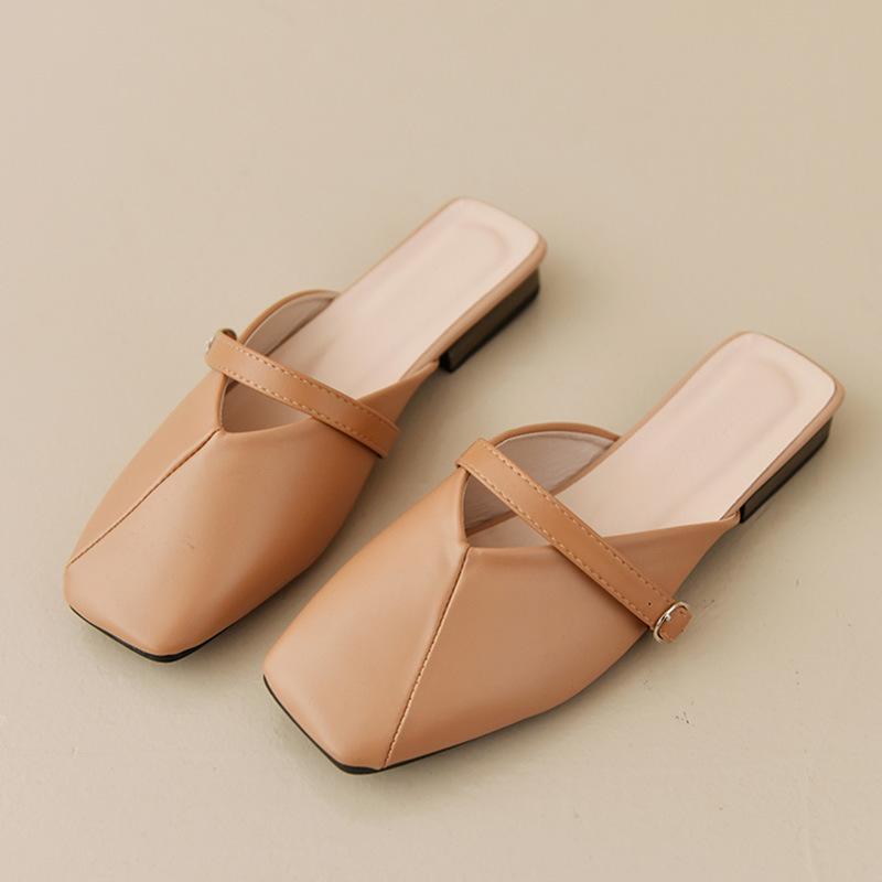 Baotou lazy half slippers women's outer wear summer new fashion low heel versatile flat bottom sandals