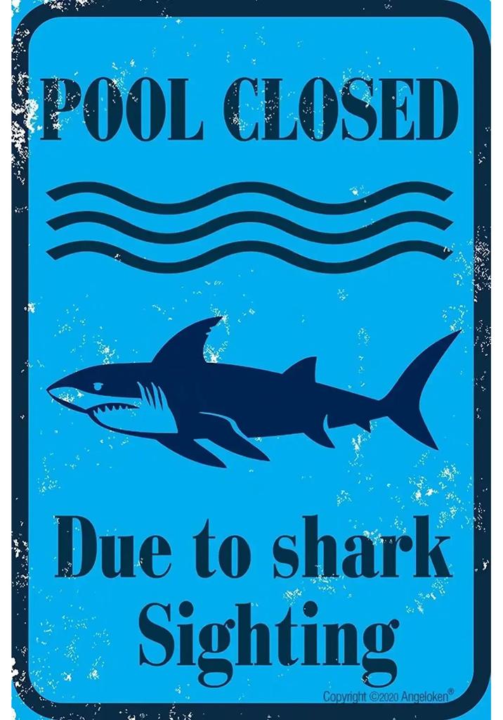Danger Zone Requins Plaque Métallique Vintage Boîte Man Cave pour Hommes Femmes Décor Mural pour Bars Restaurants Cafés Pubs 12x8 Pouces