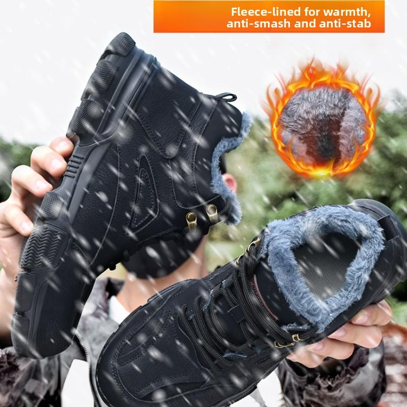 Men's Safety Shoes Winter Security Boots Cotton-padded Men Women Boots Anti-smash Thickened Working Shoes Climbing Work Shoes