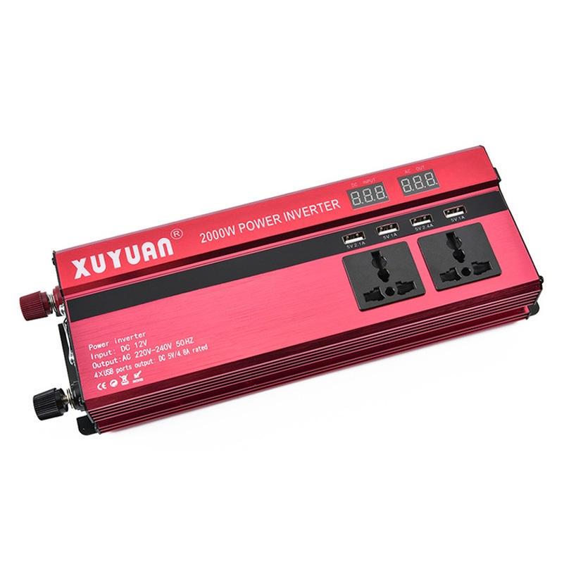 2000W měnič do auta 4 USB výstupní port Duální LED displej DC 12V/24V na AC 110V/220V sinusový měnič