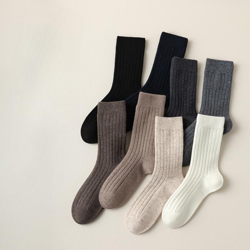 Winter Women's Thick Double-needle Wool Socks for Warmth, Super Thick Loose Mid-calf Socks, Cashmere Socks, Long Stockings