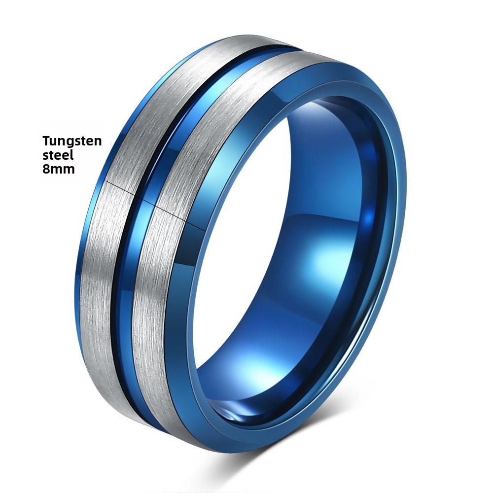 Wolframstahl Schlichter Breiter Ring 6 8mm Gerillt Gebürstet Unisex Zweifarbig Edelstahlring