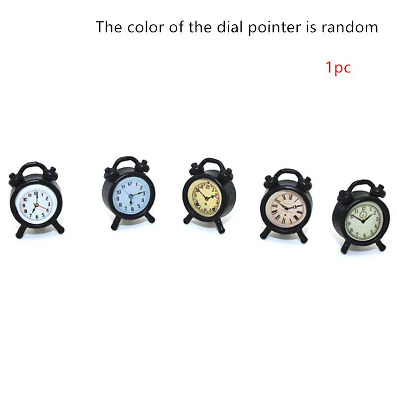 1Pc 1:12 Mini Small Alarm Clock Creative Quartz Round Alarm Clock Portable Miniature Dollhouse Mini Home Decoration Toys Gift