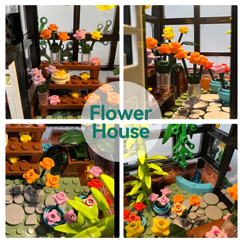 579PCS Creative House Coffee Shop Flower Store Architecture Building Block City Street View Bricks with LED Light Toys Gift