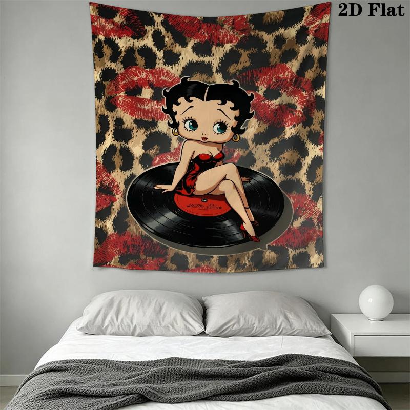 betty boop Wall Tapestry Aesthetic Wall Hanging Printed Fabric Blanket Decorative Tapestries for Bedroom Living Room Home Decor